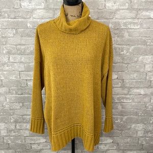 Aerie Mustard Yellow Chenille Cowlneck Sweater